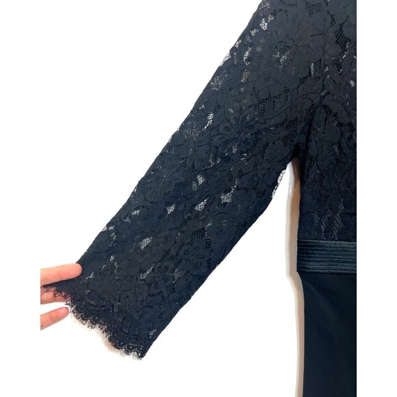 Talbots Petite Black Lace Silk Cocktail Dress Ruffled Hem Lined Size 2P NWT - Picture 6 of 12